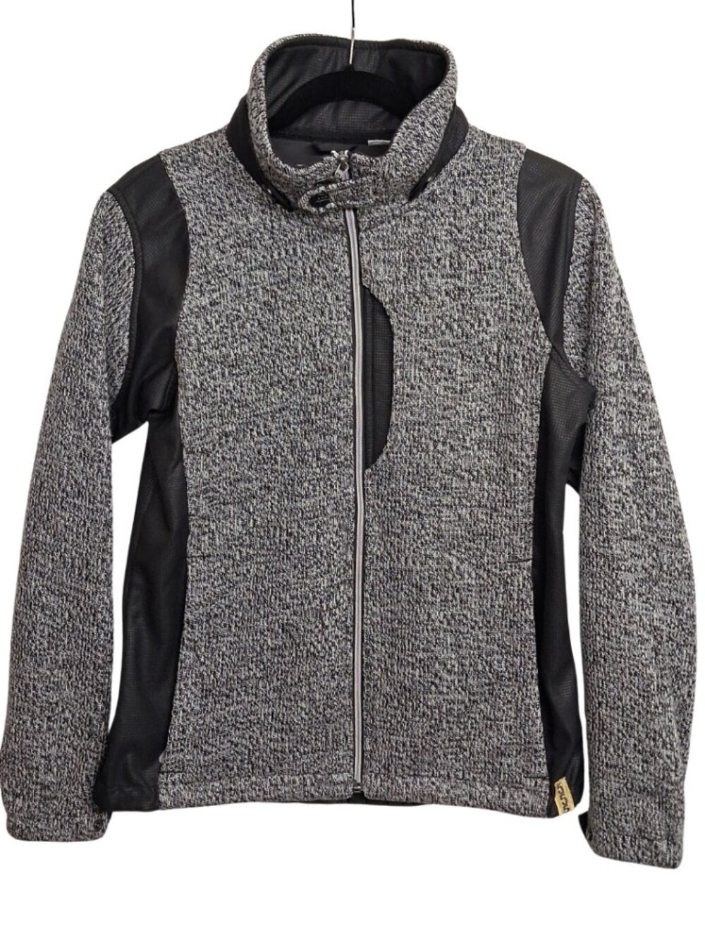 FIVE FIFTY FIVE Gray Jacket Heather Print Black Full Zip Long Sleeve Medium